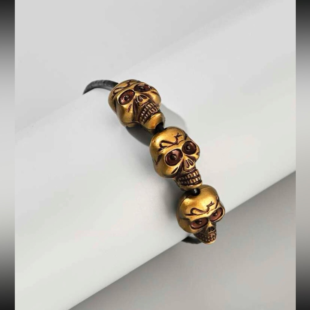 💀 Awesome Metallic Skeleton Skulls Bracelet 💀
